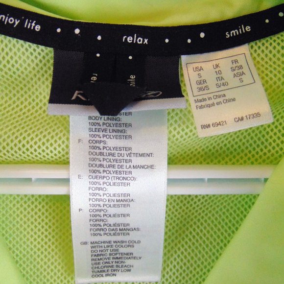 RBK Reebok Classic Lime Track Jacket - Size S - Picture 3 of 4